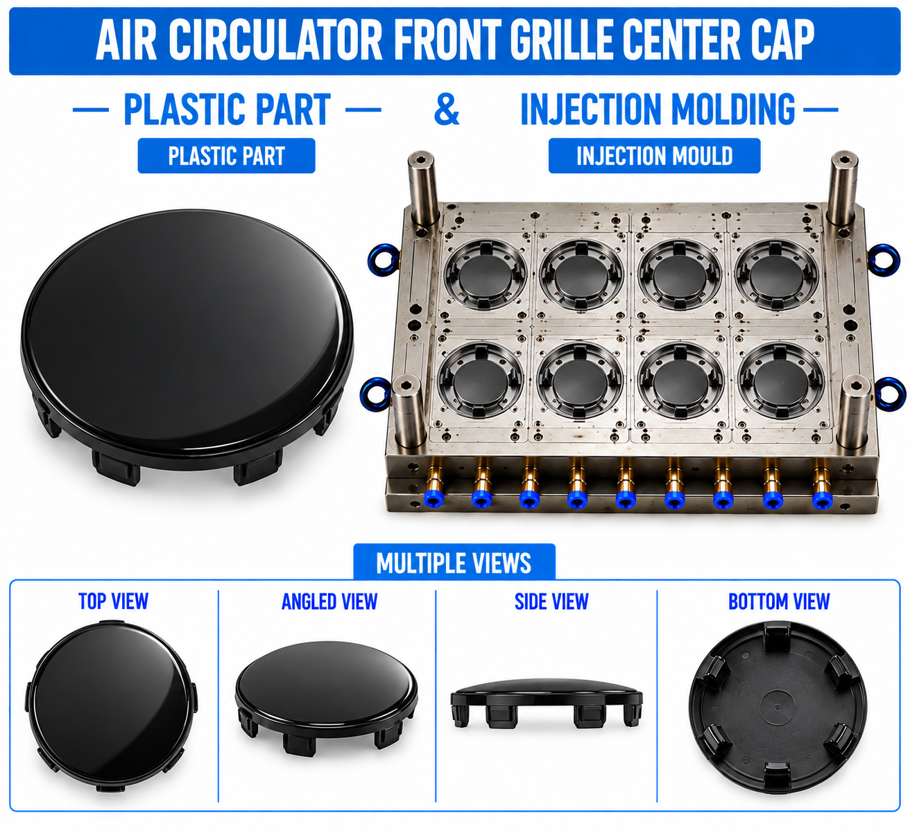 Air Circulator Plastic Front Grille Center Cap Mould and Moulding Service